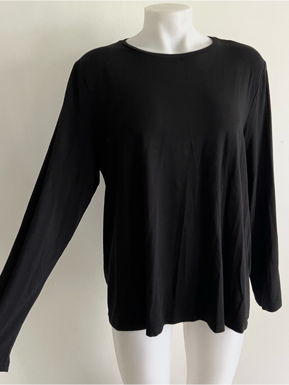 Eileen Fisher Black Long Sleeve Crewneck Top